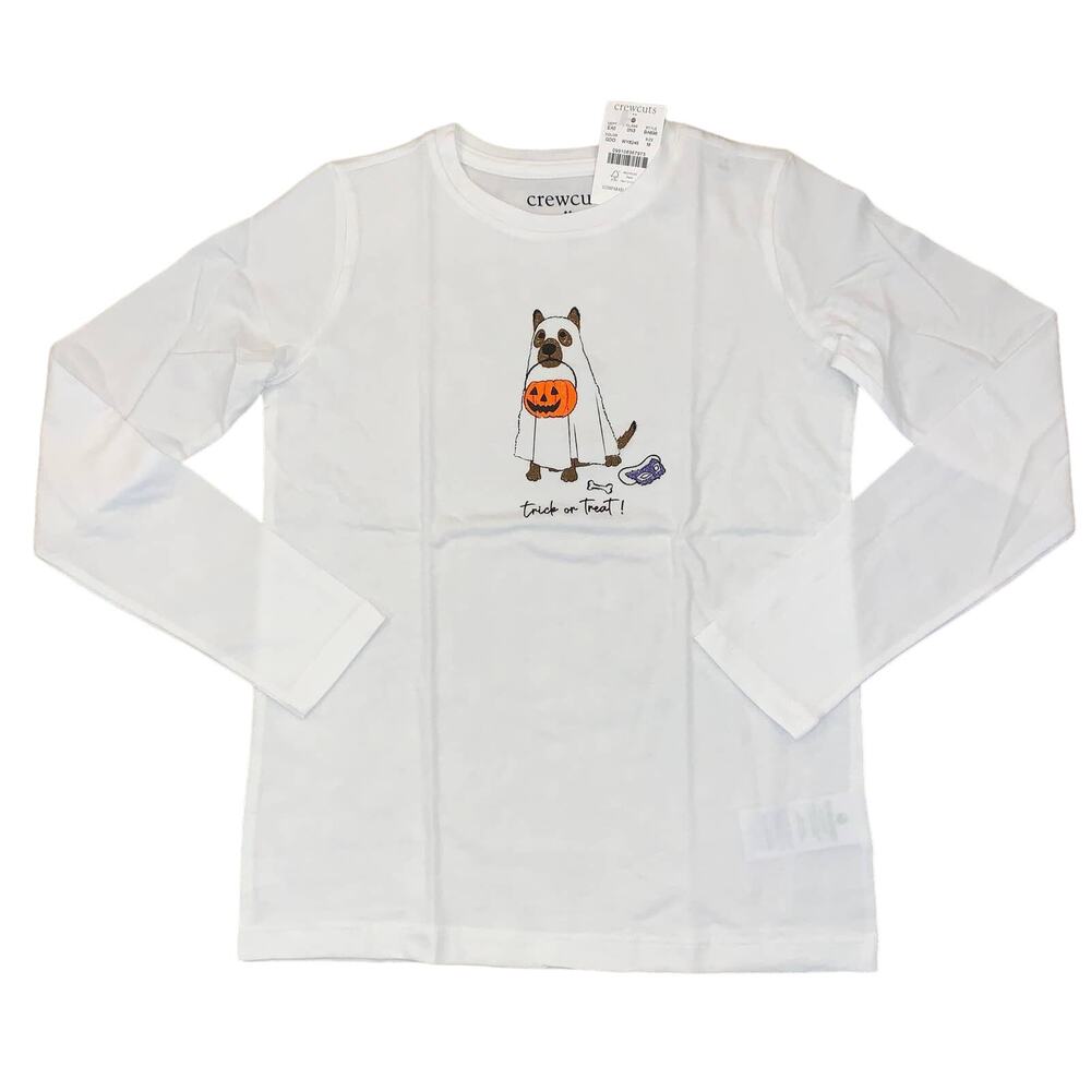 *NWT J. Crew Girls' White W/Halloween Trick or Treat Dog Graphic Tee